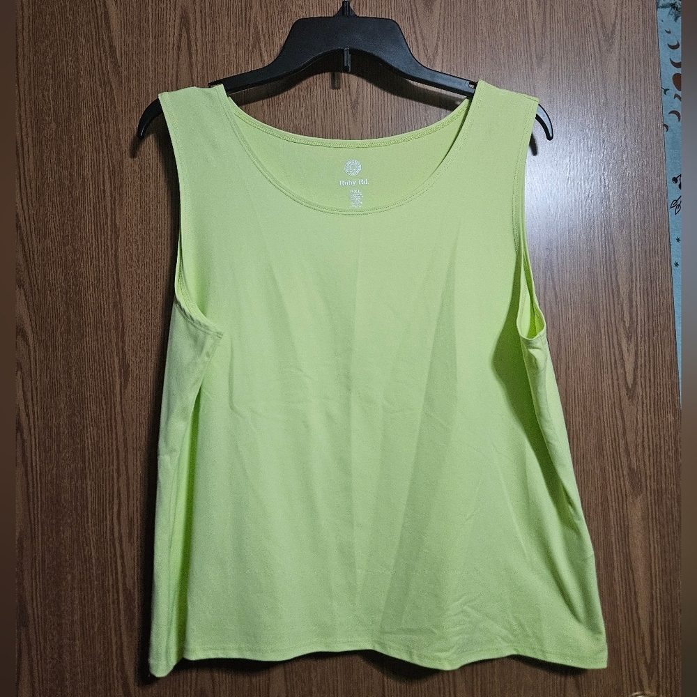 Ruby Rd. Flourescent Yellow Wide Strap Bright Tank Top Size Petite XL!